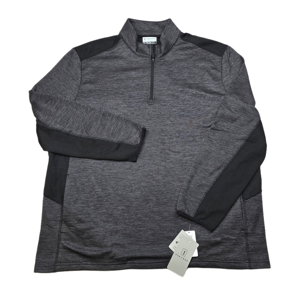 PGATOUR Thermal Quarter Zip Pullover Men's‎ 2XL Gray Caviar Golf $85 NEW
